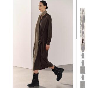 NWT ZARA KNIT DRESS WITH SIDE BUTTONS DARK BROWN
